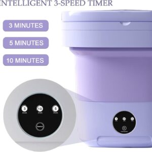 Portable Washing Machine, Upgraded Foldable Mini Washer, Deep Cleaning of Underwear, Baby Clothes and Sock, Best for Apartments, Dormitories, Hotel,Travel (Purple)