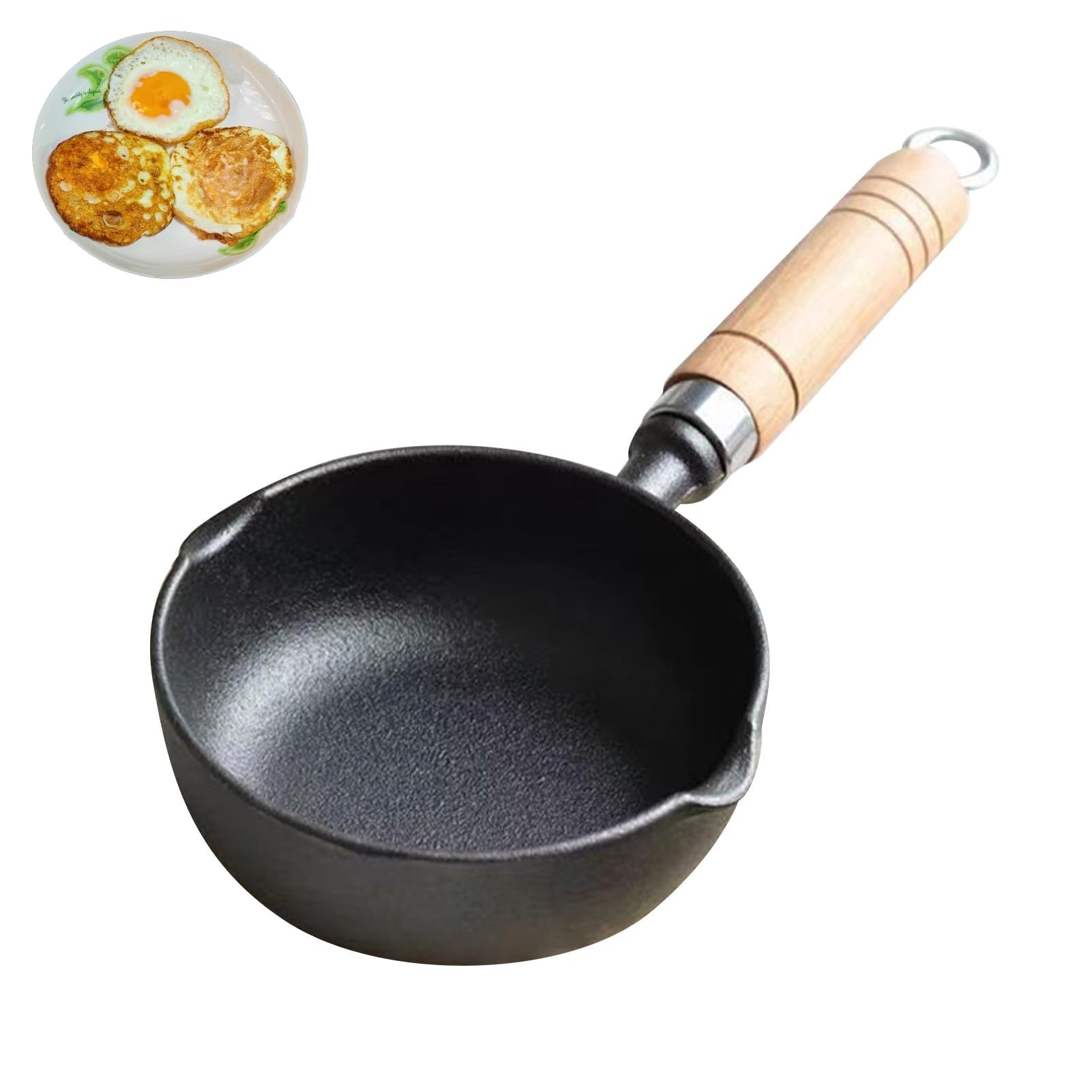 Cast Iron Saucepan, Cast Iron Melting Pot, Mini Cast Iron Skillet Cast Iron Sauce Pot, Egg Frying Pan, Mini Nonstick Egg Pan, Omelet Pan with Handle Heat Resistant Mini Induction Frying Eggs Pan