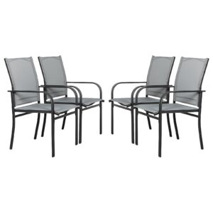 betterland 4 piece patio textilene dining chairs, outdoor metal dining chair set of 4, chair for indoor & outdoor dining table garden backyard bistro furniture, grey