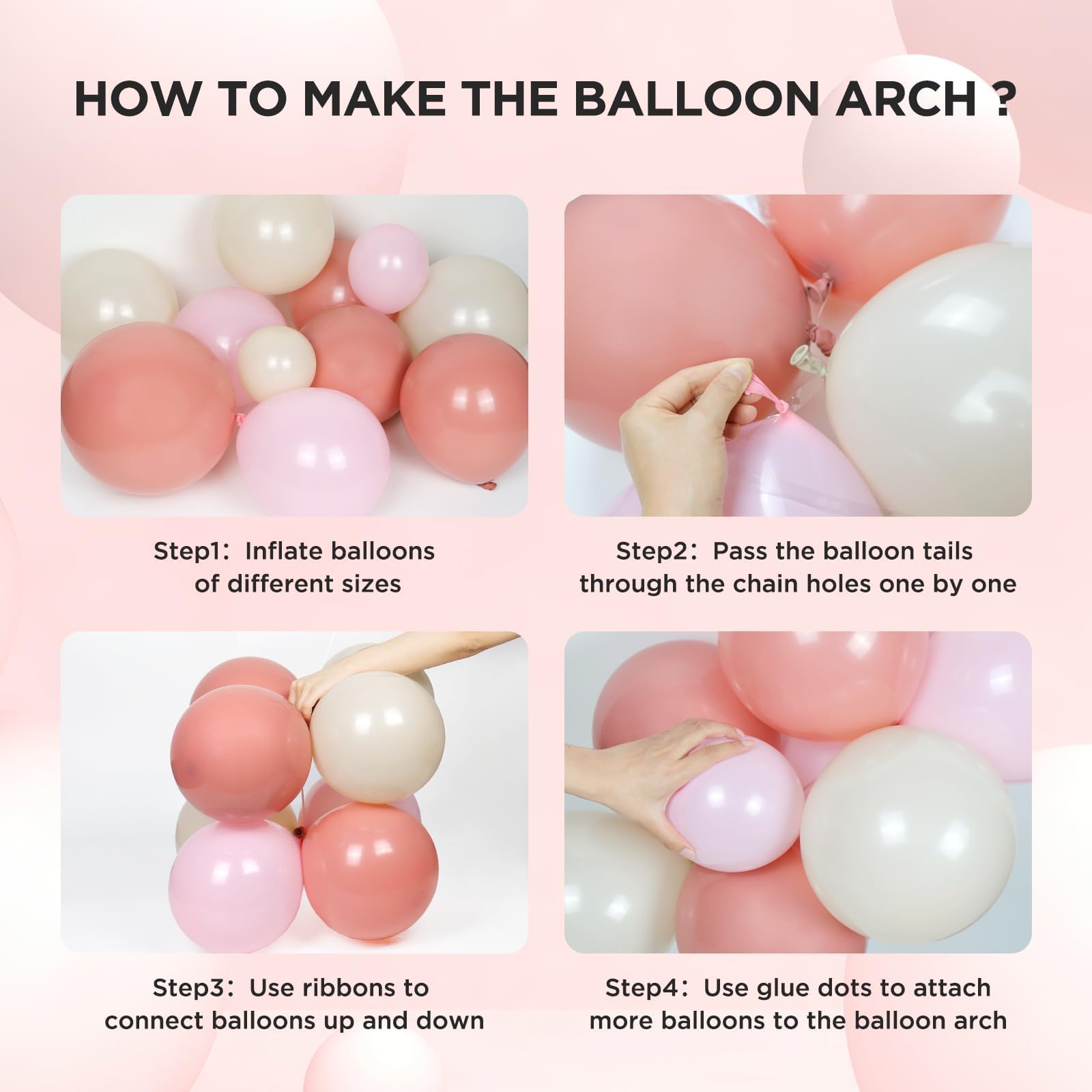 Dusty Pink Balloon Arch Kit, Dusty Rose Balloon Arch Kit with Mauve Balloons Blush Balloons, Boho Balloon Arch Kit for Bridal Wedding Girl Baby Shower Birthday Party Decorations