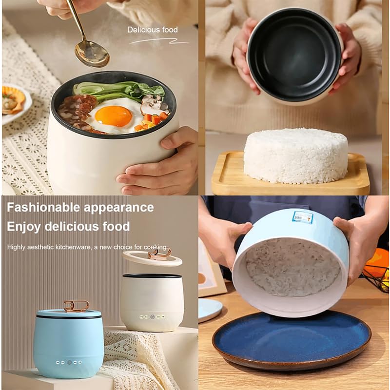 Smart Mini Rice Cooker, 2024 Upgrade Multifunctional Electric Mimi Cooker 6 in 1 Non-Stick Clay Wok With Lid Mini Hot Pot Electric Mini Rice Cooker All-in-One Portable Mini Rice Cooker