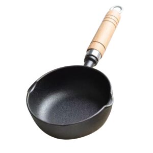 One Egg Frying Pan, Cast Iron Skillet Mini Egg Pan Omelet Pan Butter Warmer Pot with Dual Spouts Mini Induction Eggs Pan Single Egg Frying Pan with Handle Soup Sauce Pan