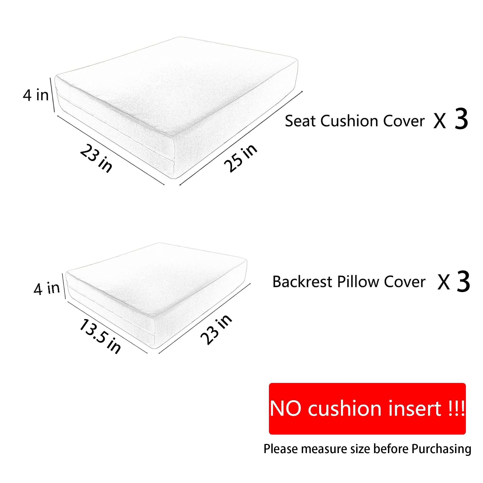 SUSIE'S GARDEN 6p Outdoor Cushion Slipcovers Outdoor Patio Cushions Covers Replacement Waterproof with Zipper for 6-Seat Outdoor Rattan Sofa Patio Furniture Cushion Covers Passive Gray, Covers Only