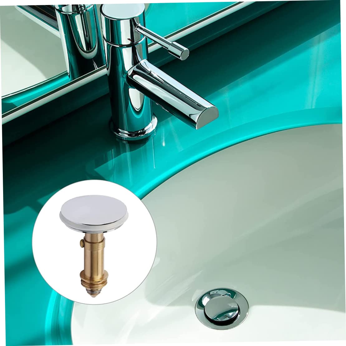 up Sink Drain Stopper,38 MM Push Sink Drain for Kitchen Bathroom sink Bath, Brass Chrome Plating