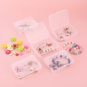 5 Pcs Mini Plastic Storage Containers Box with Lid, Small Storage Containers Travel Case 4x3x1 Inches Clear Rectangle Box Organizer for Collecting Small Items, Beads, Jewelry, Cards, Crafts