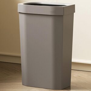 Halyuhn Tall Trash Can, 4 Gallon/15L Plastic Small Trash Can, Small Trash Bin Open Top for Home Office, Kitchen, Bathroom, Under Desk, Narrow Space, Slim Trash Can (1 Pack Gray)