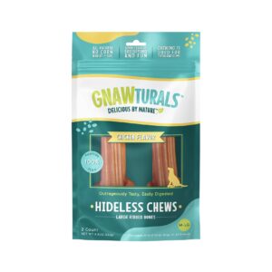 gnawturals hideless chews ribbed bones | for large dogs | rawhide free, pumpkin, psyllium husk and chicory root for easy digestion and overall gut health (2 bones, chicken)