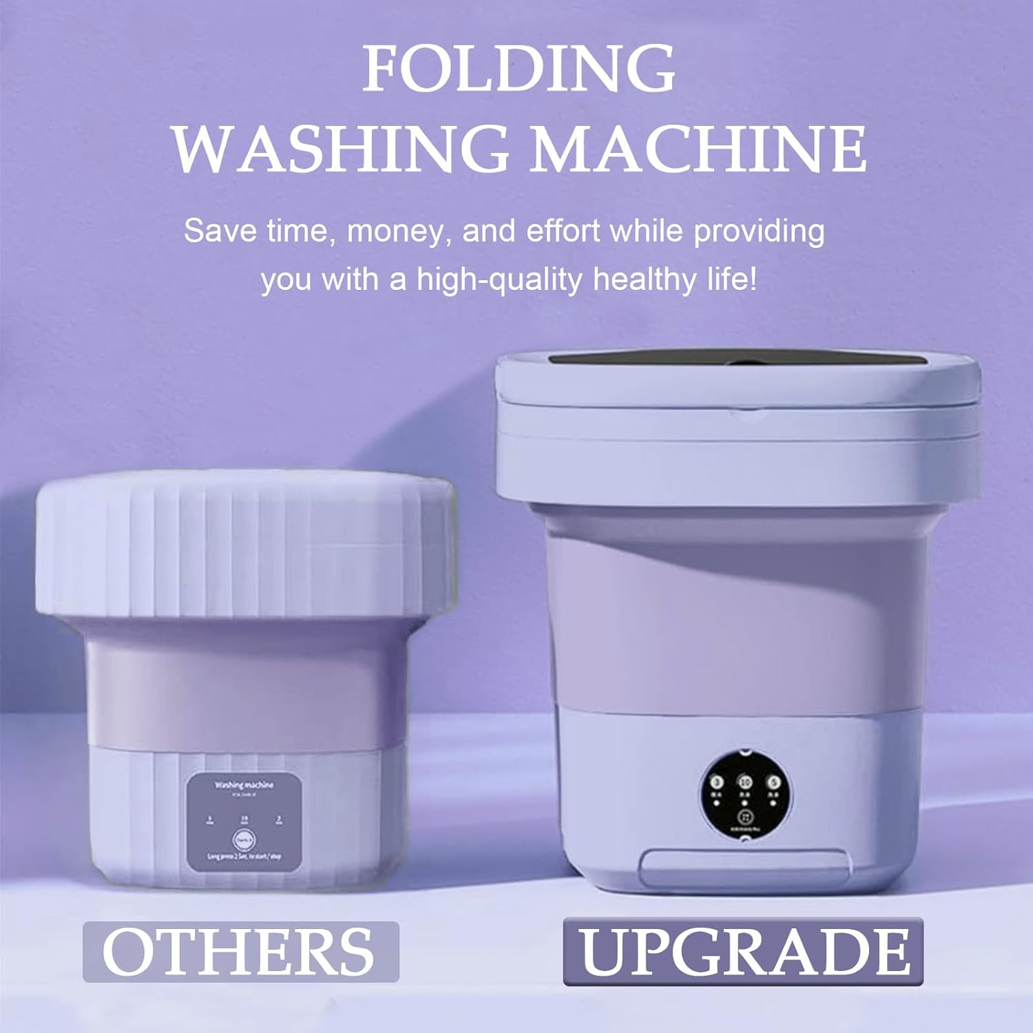 Portable Washing Machine, Upgraded Foldable Mini Washer, Deep Cleaning of Underwear, Baby Clothes and Sock, Best for Apartments, Dormitories, Hotel,Travel (Purple)