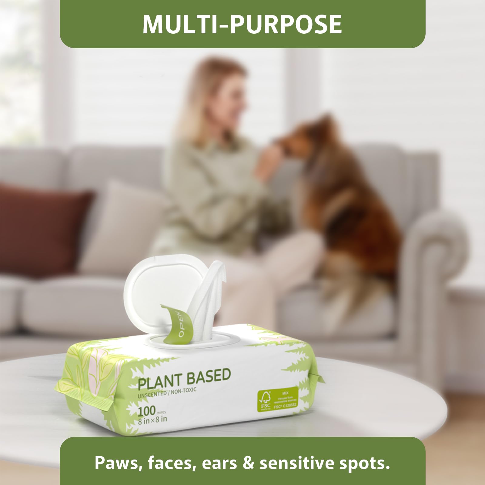 400 Unscented Dog Wipes for Paws and Butt Plant Based Hypoallergenic Pets Cleansing & Deodorizing Anal Gland Hygienic Puppy Wipes for Dogs Face and Body Cat Wipes Cleaning Fur Doggie Wipes Doggy Wipes