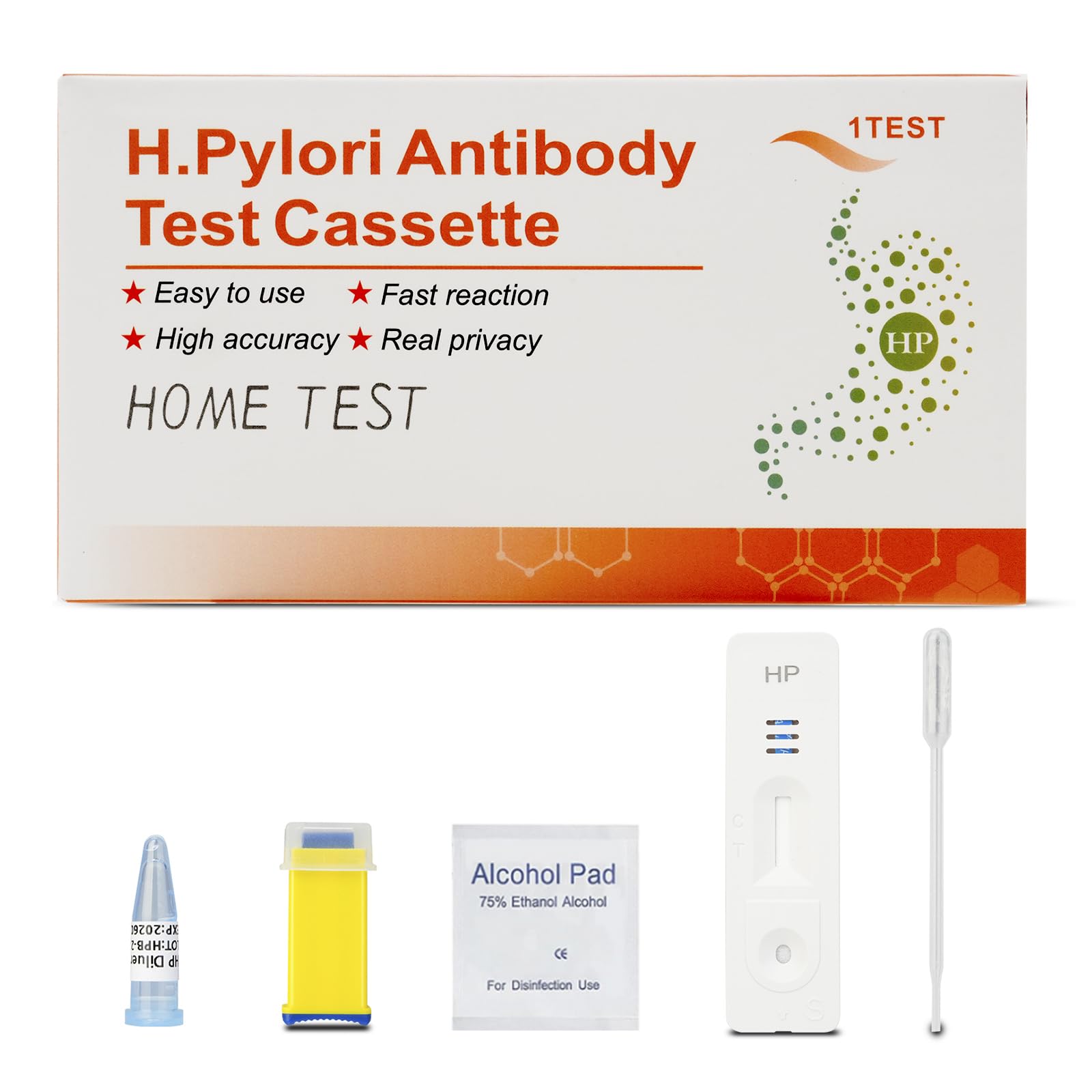 Krojpen Helicobacter Pylori Test Kits, H. Pylori，h. Pylori Stool (Antibody)10-15 Minutes of Quick Home Testing, The Result is Highly Accurate, Easy to Read and use