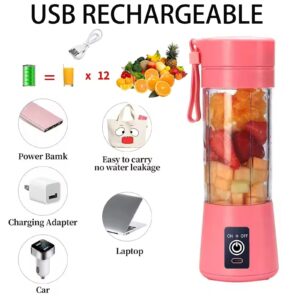 Portable Blender, Personal Blender Portable, USB Portable Blender for Smoothies with 6 Ultra Sharp Blades, Portable Blenders for Travel/Picnic/Office/Gym Pink