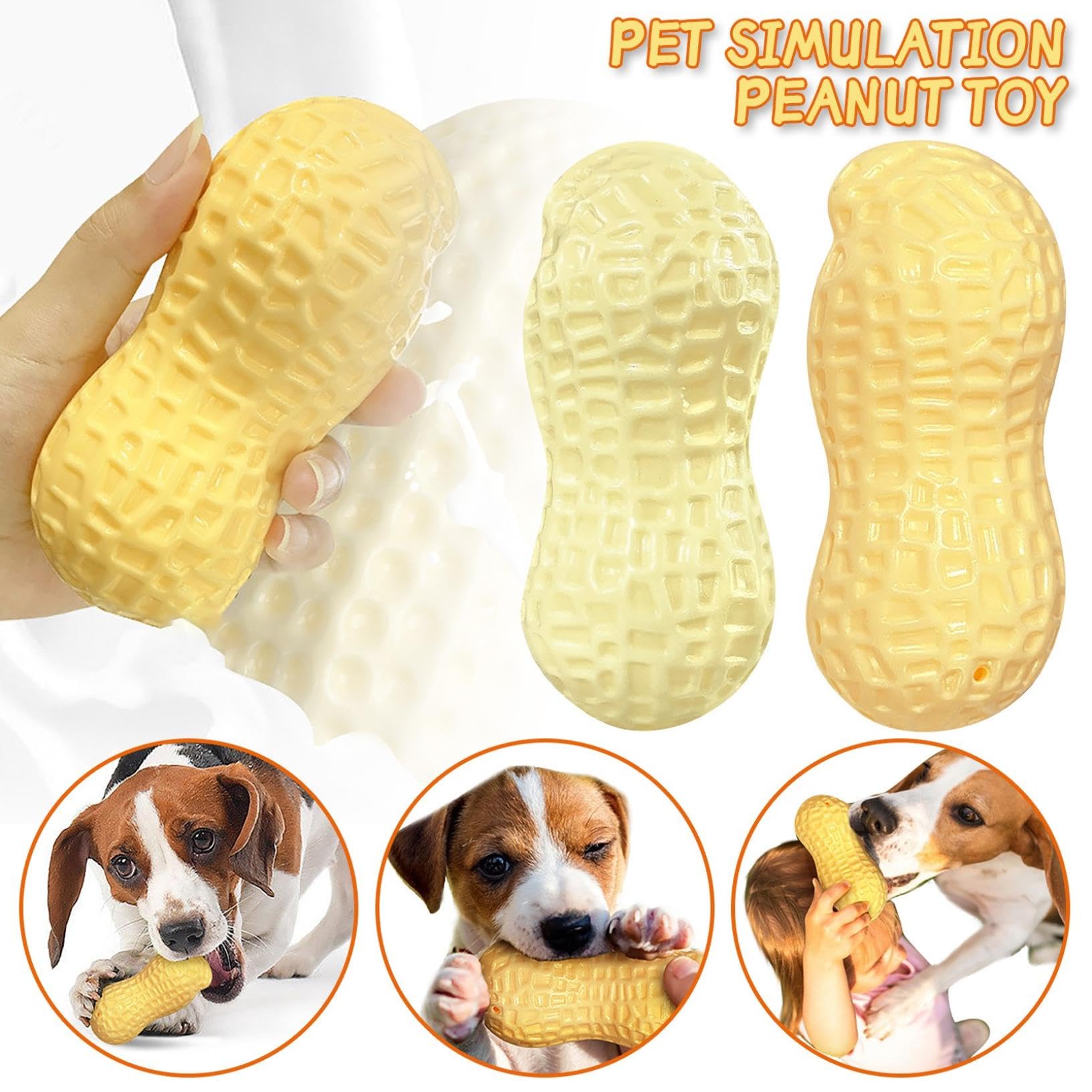 FGEAKL Squeaky Dog Chew Toys,Indestructible Tough, Durable Interactive Dog Toys for Teething Boredom, Peanut Toys for Extreme Chewers, Toothbrush Dental Care (2Pcs)