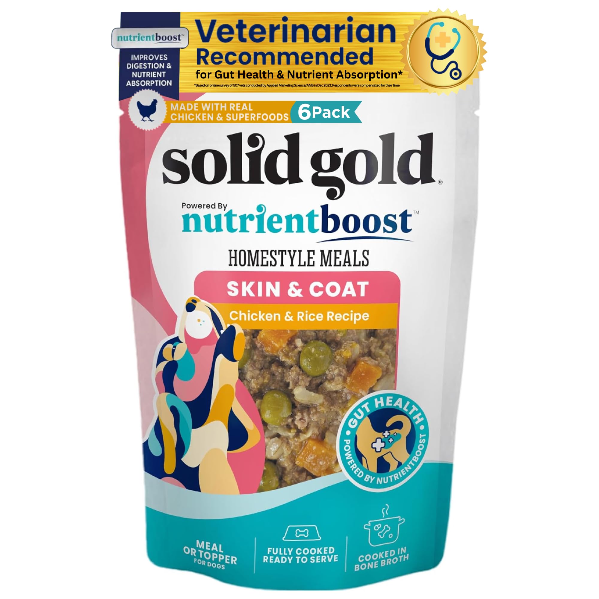 Solid Gold Homestyle Meals Wet Dog Food - Soft Dog Food Made with Real Chicken for Picky Eaters - Dog Toppers for Dry Food, Full Meal Replacement, or Treat - Fresh Dog Food Refrigerated - 9oz/6ct