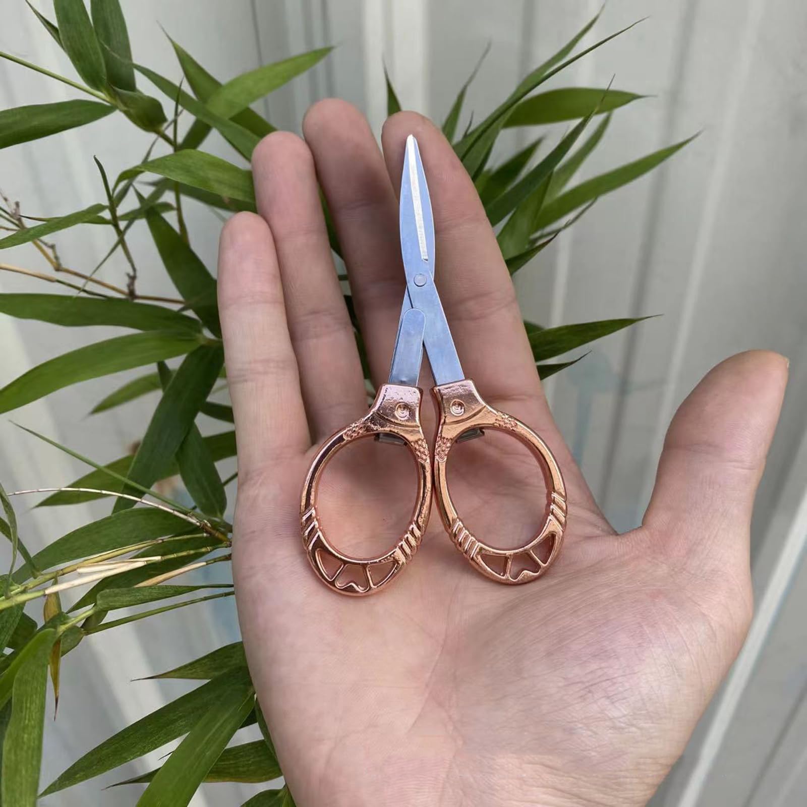 2 Pieces Small Scissors, Foldable Travel Scissors, Mini Folding Scissors for Home, Office, Outdoor, Nurse, Portable Pocket Scissors (rose gold)