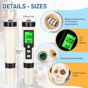 Hydrogen Water Tester 4 in 1 PH,H2,ORP&Temp,pH Meter ORP Meter Hydrogen Tester for Water with ATC & Backlight,Accurate Hydrogen Water ppb/ppm Meter,Water Testing Kits for Drinking Water Quality