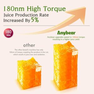 Anybear Cold Press Juicer, 200W Masticating Slow Juicer 4.3" Large Feed Chute Fit Whole Fruits Vegetables | Upgraded Auger | Tritan Materials | BPA Free | Easy to Clean with Brush| Juice Recipes