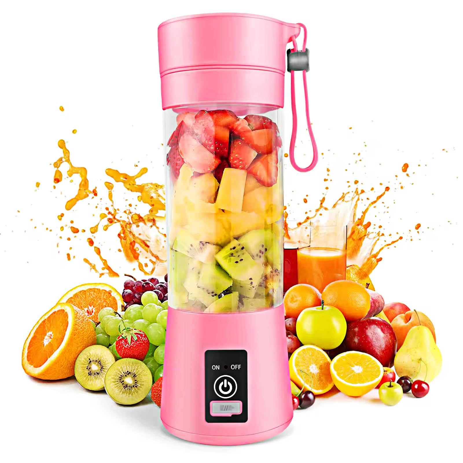 Portable Blender, Personal Blender Portable, USB Portable Blender for Smoothies with 6 Ultra Sharp Blades, Portable Blenders for Travel/Picnic/Office/Gym Pink