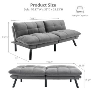 CALABASH Futon Sofa Bed Couch, Modern Convertible Sleeper Sofa Bed, Loveseat 3-in-1 Futon Sofabed with Adjustable Backrest & Armrest for Apartment Office Living Room