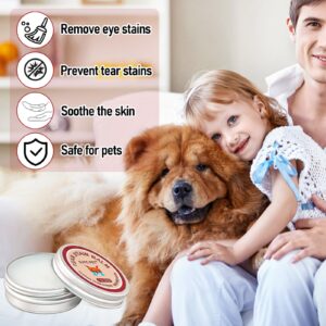 Hkpetie Pets Eyes Natural Tear Stain Removal Balm, Plant-Based Organic Formula Eyes Wipes Cream for Dogs and Cats, Relieve Eyes Discharge, Eye Mucus