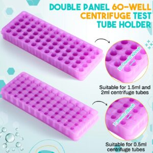 Saysurey 10 Pcs Microcentrifuge Tube Rack Polypropylene Test Tube Holder Double Panel Capsule Filler Tray Centrifugal Pipe Rack for 0.5 Ml- 2 ml Tube Vial Chemistry Laboratory, 60 Holes Each, 5 Colors