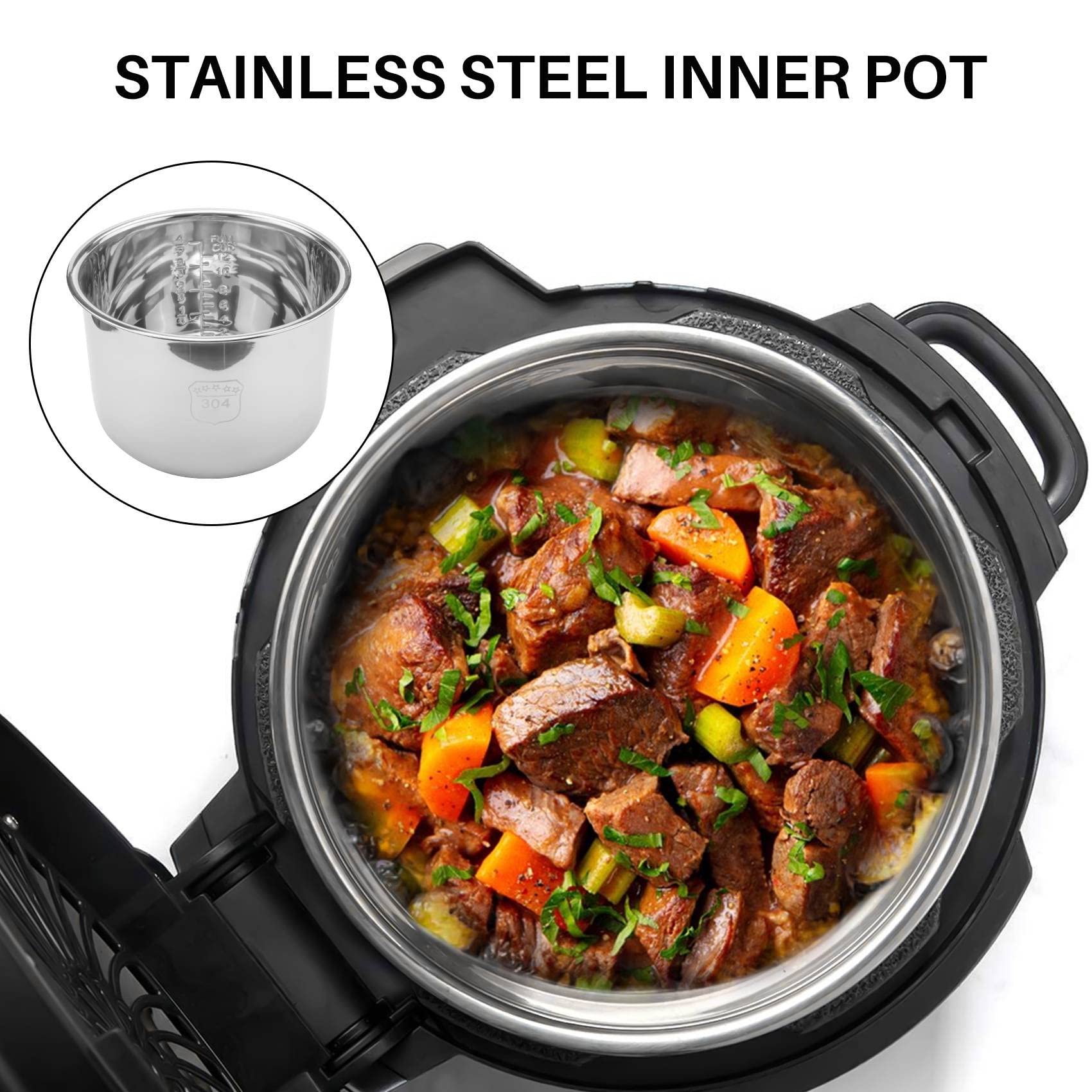 Kqcibz 6L Pressure Cooker Inner Pot Rice Pressure Cooker Liner Stainless Steel Inner Pot Minute Pressure Cooker Liner