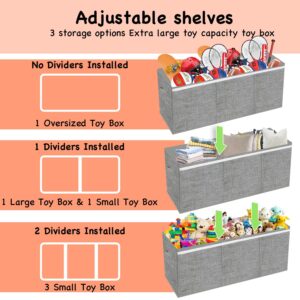 Extra Large Toy Box, Toy Storage Organizer with Lid, Oxford Fabric Collapsible Sturdy Toy Chest Bins Baskets for Livingroom,Playroom, Nursery, Bedroom, Closet (Light Grey)