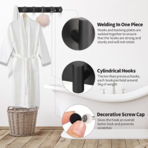 Black Bath Towel Hooks, Coat Hooks Entryway Heavy Duty Coat Racks,Wall Mount Towel Hooks and Towel Rack, Stainless Steel Wall Hook Decor for Hat, Robes, Keys- Bathroom Bedroom Hanger Organizer