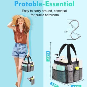 Shower Caddy,2 Pcs Mesh Shower Caddy Portable for College Dorm with 8-Pockets Large Capacity,Shower Bag for Bathroom Hanging Quick Dry,Essentials for Beach Gym Swim Camp Travel,2 Handles 1 Hook