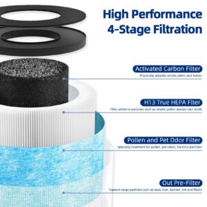 MK01 MK06 Air Filter Replacement Compatible with AROEVE MK01 MK06, ToLife TZ-K1, KLOUDIC DH-JH01, POMORON MJ001H Air Purifier - 2 Standard Version HEPA + 2 Pet Dander Version HEPA + 20 Aroma Pads