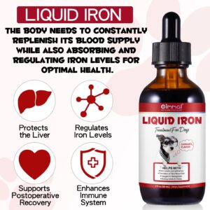 Iron Supplements for Dogs, Liquid Iron for Dogs with Folate and B12 Supports Anemia, Supplement for Anemia in Dogs, Promotes Blood Health 2 oz