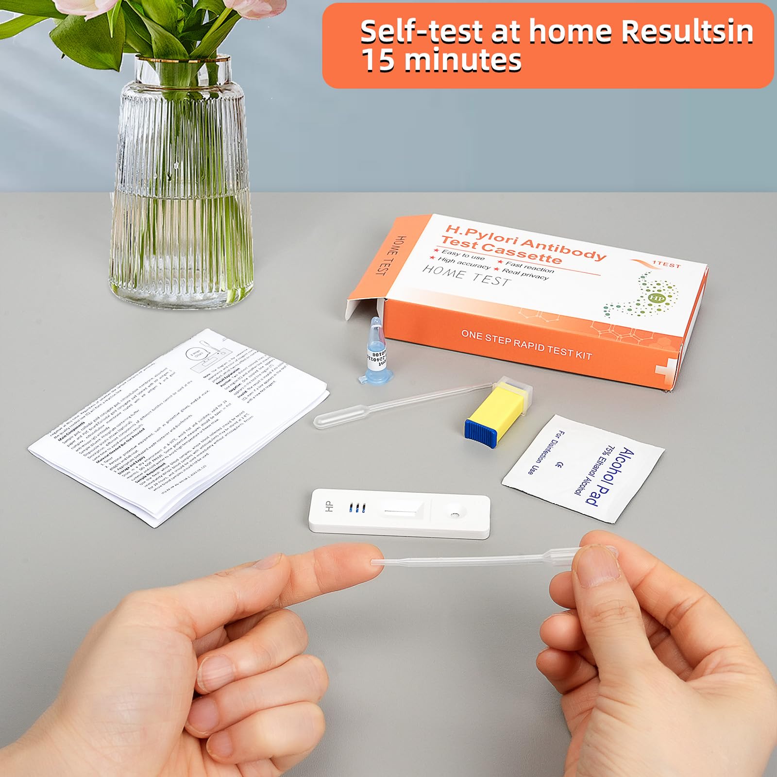 Krojpen Helicobacter Pylori Test Kits, H. Pylori，h. Pylori Stool (Antibody)10-15 Minutes of Quick Home Testing, The Result is Highly Accurate, Easy to Read and use