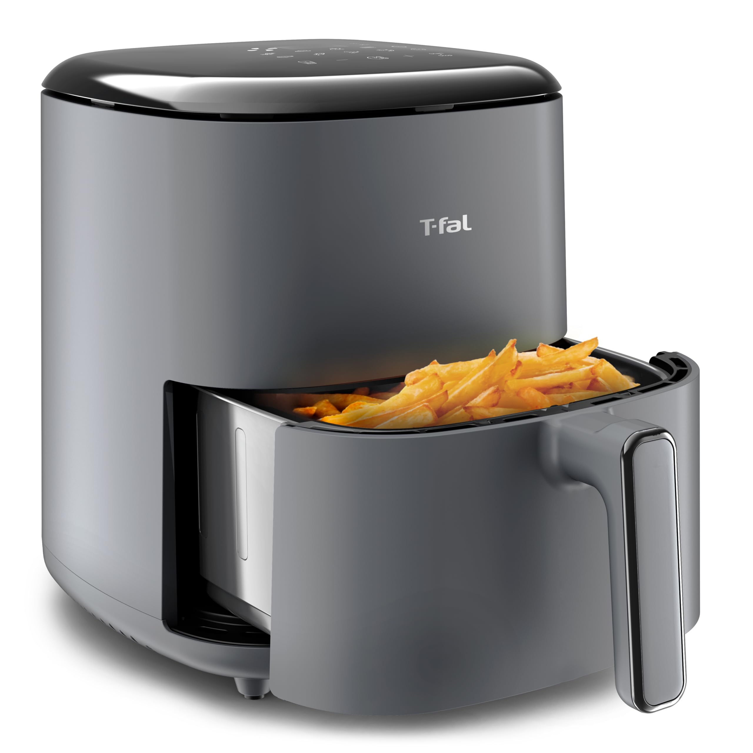 T-fal, Air Fryer, Easy Fry 5L Capacity Air fryer with basket, 10 Auto Cooking Programs 5.3 quarts, Digital Touchscreen, Dishwahser Safe Basket, Healthy and Crispy Results, Toast, Bake, Grey, EY245B50