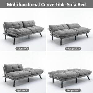 CALABASH Futon Sofa Bed Couch, Modern Convertible Sleeper Sofa Bed, Loveseat 3-in-1 Futon Sofabed with Adjustable Backrest & Armrest for Apartment Office Living Room