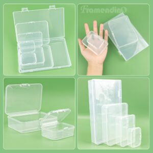 Framendino, 24 Pack Craft Organizers and Storage Rectangular Mini Plastic Containers Clear Plastic Storage Boxes Empty Beads Organizers for Small Items Art Craft Jewelry Projects