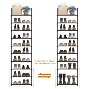 barsone Shoe Rack 10 Tiers, 20-25 Pairs Shoe Organizer Storage Shelf Stand Tower Shoe Rack, Space Saving Shoe Shelves Narrow Free Standing Shoe Rack for Closet Entryway Hallway Apartment Garage