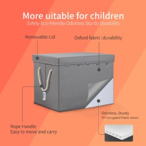 MIBATUS Toy Storage Organizer & Play Mat - for Building Toys Storage | Toy Box made of Odorless, Eco-Fabric for Children's Rooms, Nursery Playroom, Toy Storage Bin/Bag 37 Qt - For Kids (Gray)