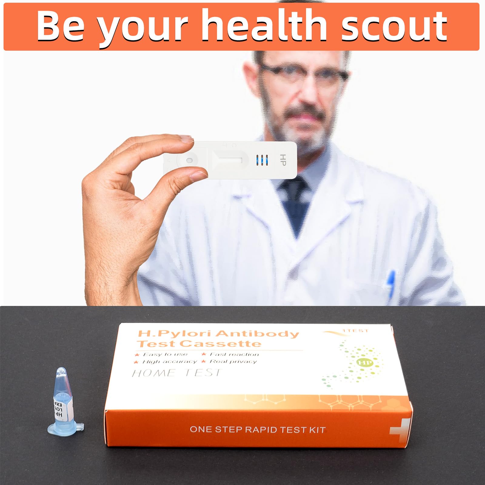 Krojpen Helicobacter Pylori Test Kits, H. Pylori，h. Pylori Stool (Antibody)10-15 Minutes of Quick Home Testing, The Result is Highly Accurate, Easy to Read and use