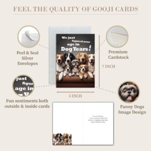 Gooji 5x7 Dogs Birthday Card, Funny Humorous Cute Card for Wife Husband Teenage Young Boy Girl Men Women Adult, Golden (Age)