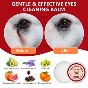 Hkpetie Pets Eyes Natural Tear Stain Removal Balm, Plant-Based Organic Formula Eyes Wipes Cream for Dogs and Cats, Relieve Eyes Discharge, Eye Mucus