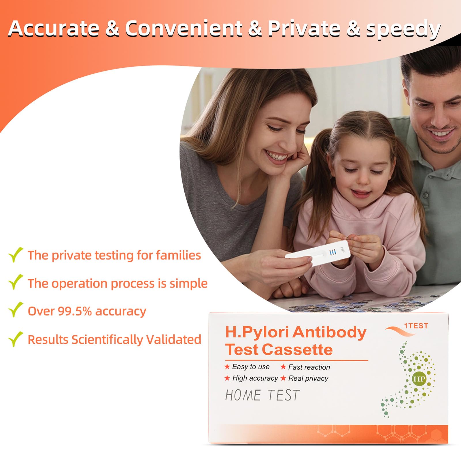 Krojpen Helicobacter Pylori Test Kits, H. Pylori，h. Pylori Stool (Antibody)10-15 Minutes of Quick Home Testing, The Result is Highly Accurate, Easy to Read and use