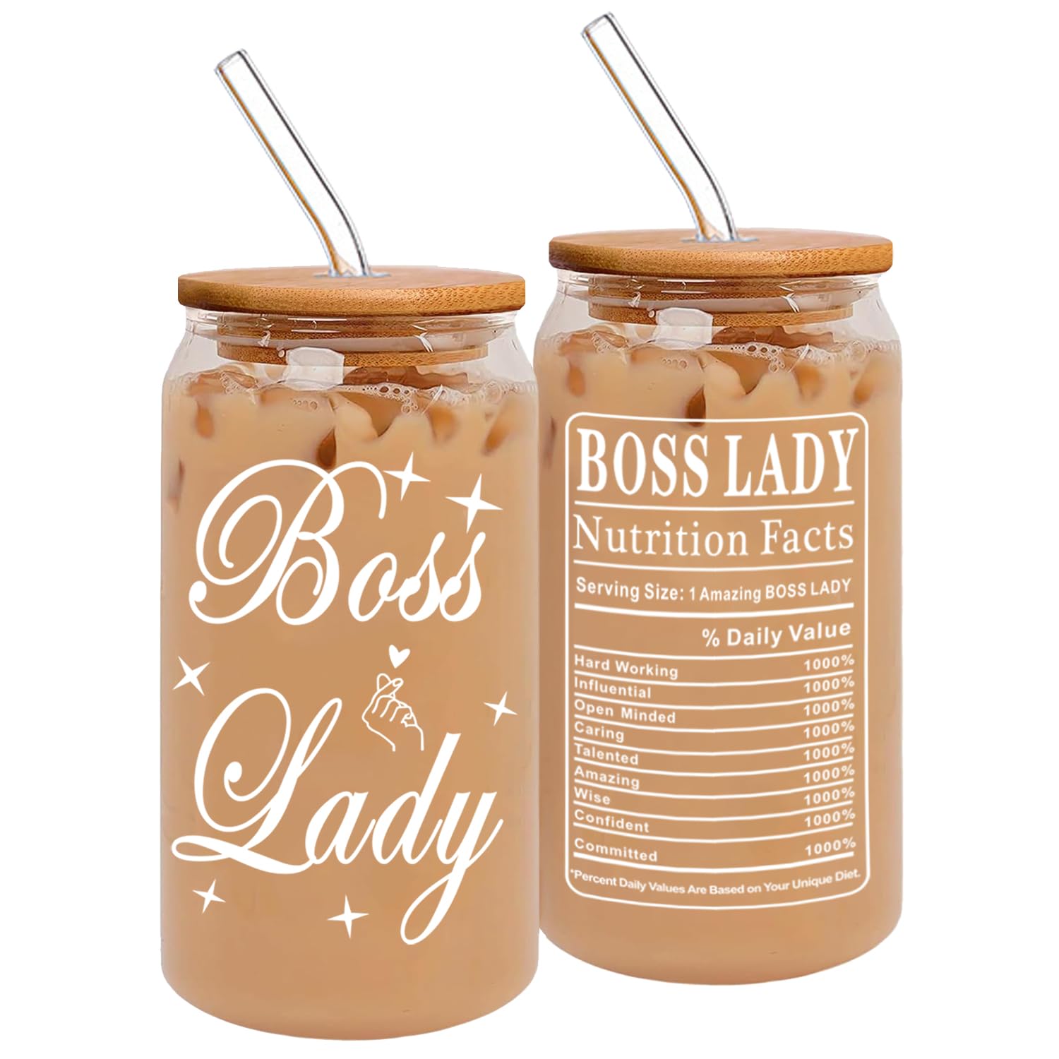 MAFENT Boss Lady Gifts 16 Oz Can Glass Thank You Gifts for Boss Lady Mom Manager Coworker Employer Colleagues Teacher Administrative Professional Day Gifts Birthday Christmas Gifts for Boss Lady