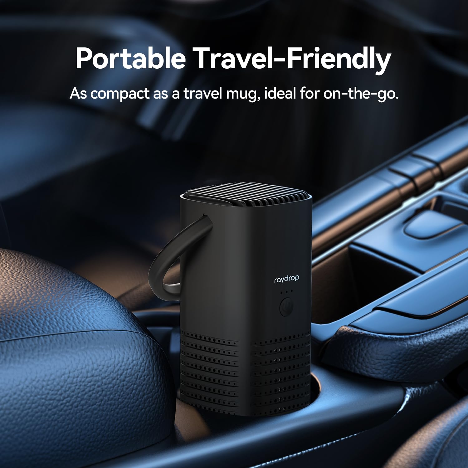 raydrop Portable Mini HEPA Air Purifier, Cordless Car Air Purifier, Small Personal Desk Air Purifier for Travel Bedroom Office Room Dorm, Rechargeable, Aromatherapy (Black)