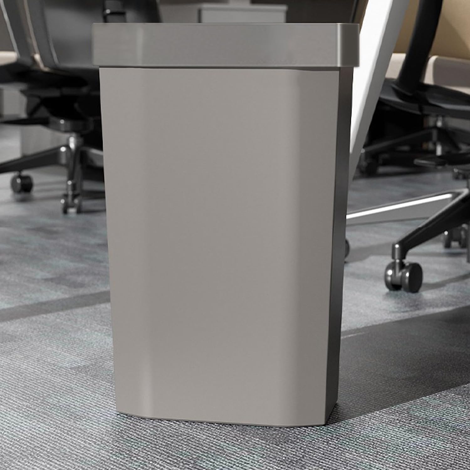 Halyuhn Tall Trash Can, 4 Gallon/15L Plastic Small Trash Can, Small Trash Bin Open Top for Home Office, Kitchen, Bathroom, Under Desk, Narrow Space, Slim Trash Can (1 Pack Gray)