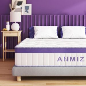 anmiz king mattress, 12 inch king size mattresses with gel memory foam, hybird medium firm foam matress king size, king mattresses in a box for sleep supportive & pressure relief (76" x 80" x 12)