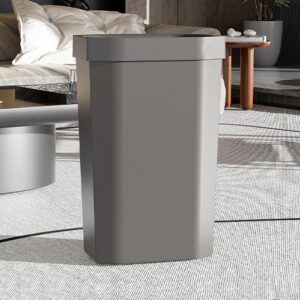 Halyuhn Tall Trash Can, 4 Gallon/15L Plastic Small Trash Can, Small Trash Bin Open Top for Home Office, Kitchen, Bathroom, Under Desk, Narrow Space, Slim Trash Can (1 Pack Gray)