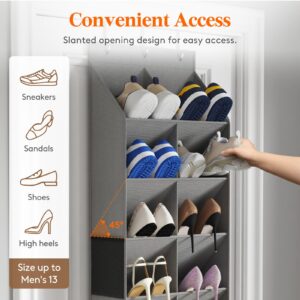 Lifewit Over the Door Shoe Organizers, 1 Pack Hanging Shoe Rack with 11 Pockets, 5 Layers Shoe Holder for Closet Door Storage Includes Boots, Toys, Water Bottles, Daily Necessities, Grey