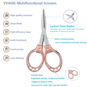 2 Pieces Small Scissors, Foldable Travel Scissors, Mini Folding Scissors for Home, Office, Outdoor, Nurse, Portable Pocket Scissors (rose gold)