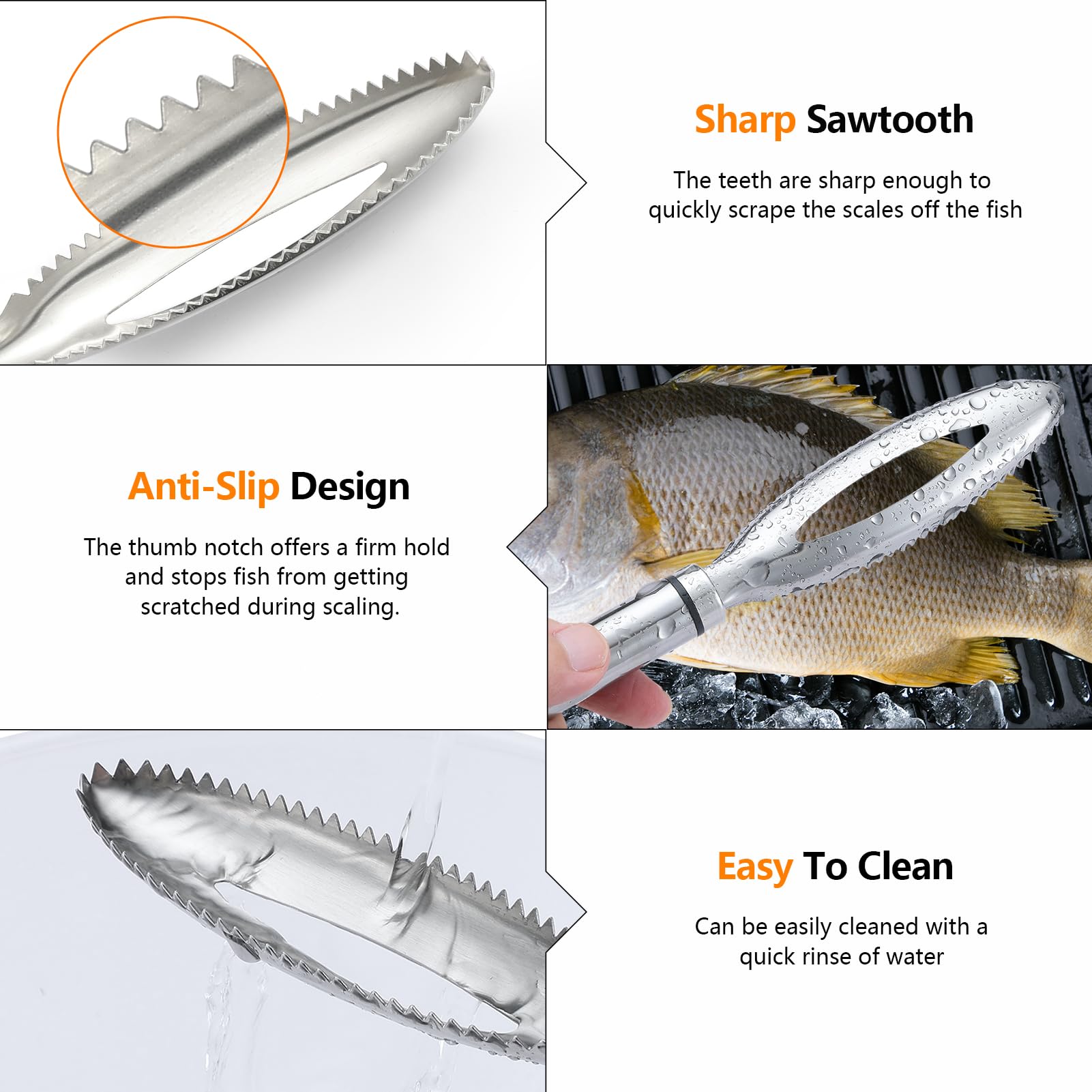 iziusy 2 Pcs Fish Tweezer 2 Pcs Fish Scale Remover, Fishbone Tweezers Fish Descaler Fish Cleaner Fish Scraper Tool Stainless Stee Fish Bone Pliers Remover,