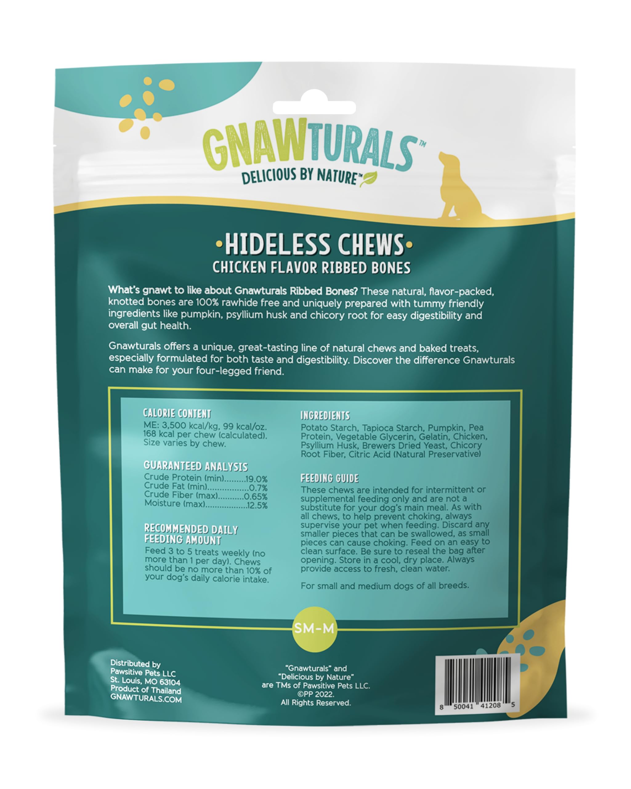 Gnawturals Hideless Chews Ribbed Bones | for Medium Dogs | Rawhide Free, Pumpkin, Psyllium Husk and Chicory Root for Easy Digestion and Overall Gut Health (5 Bones, Chicken)