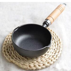 One Egg Frying Pan, Cast Iron Skillet Mini Egg Pan Omelet Pan Butter Warmer Pot with Dual Spouts Mini Induction Eggs Pan Single Egg Frying Pan with Handle Soup Sauce Pan